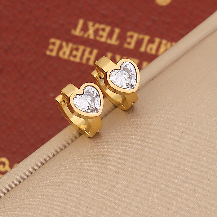 Fashion Heart Shape Stainless Steel Pearl Plating Inlay Zircon Bracelets Earrings Necklace