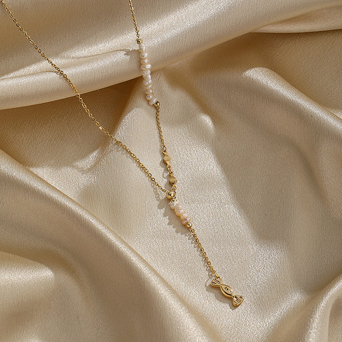 Collier pendentif plaqué or 18 carats avec placage de perles en cuivre de bonbons de style IG