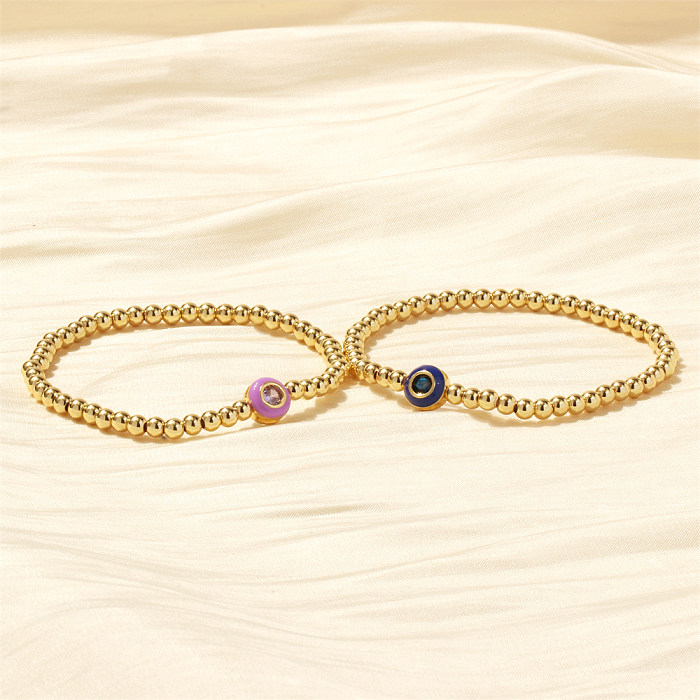 Bracelets plaqués or 18 carats avec incrustation de cuivre et d'émail en forme de cœur rond de Style Simple rétro