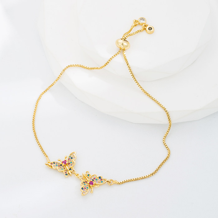 Fashion Butterfly Copper Gold Plated Zircon Bracelets 1 Piece