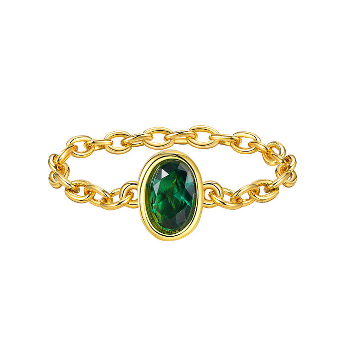 Elegant Simple Style Geometric Brass Plating Inlay Zircon Gold Plated Rings
