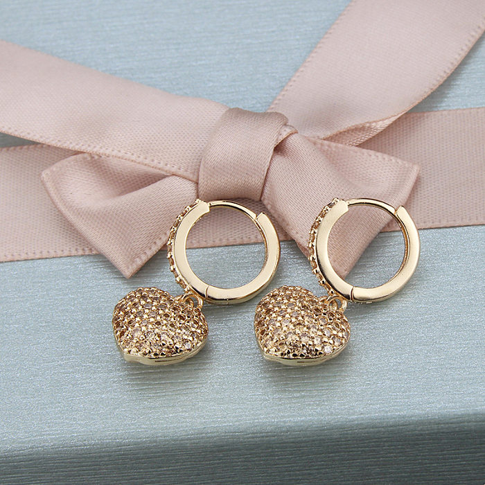 Simple Heart-shaped Zircon Earrings