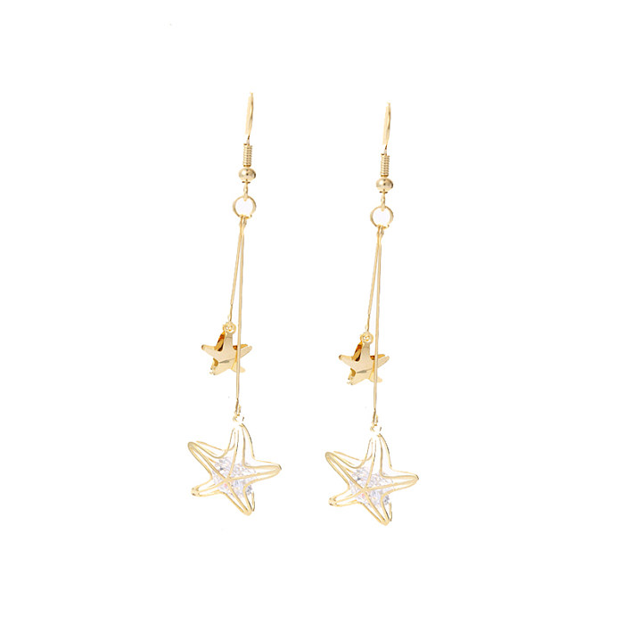 1 paire de boucles d'oreilles pendantes en cuivre, style moderne et élégant, étoile
