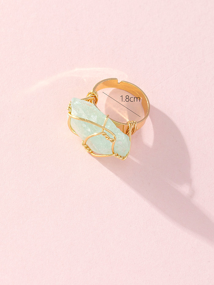 Elegante, einfarbige offene Ringe aus Edelstahl mit künstlichen Edelsteinen und Kristallen
