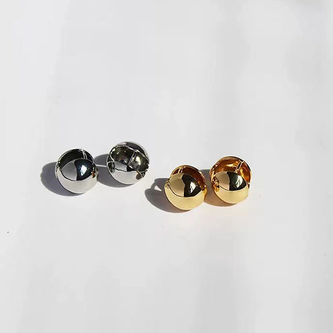 Clous d'oreilles en cuivre de couleur unie de style simple, boucles d'oreilles en cuivre plaquées