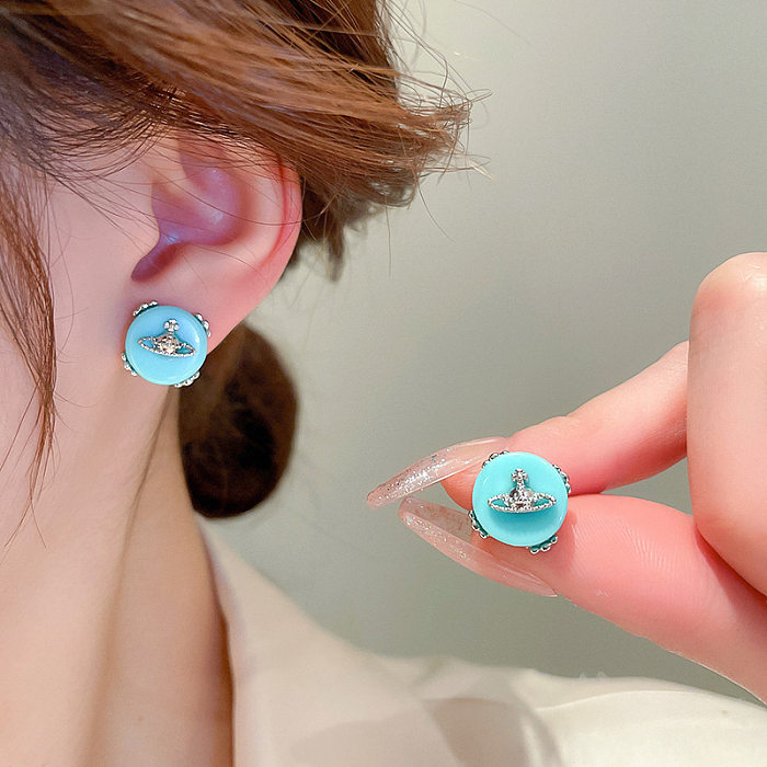 1 Pair Fashion Planet Copper Ear Studs