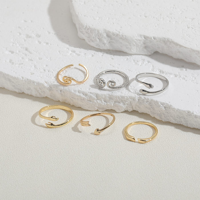 Estilo simples estilo clássico geométrico cobre chapeamento cobre 14K anéis abertos banhados a ouro