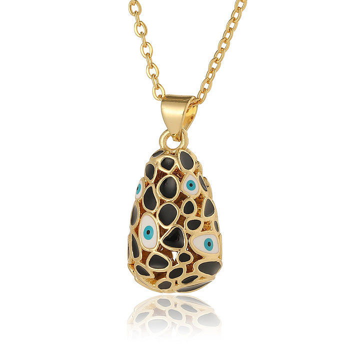 Simple Style Water Droplets Copper Gold Plated Pendant Necklace In Bulk