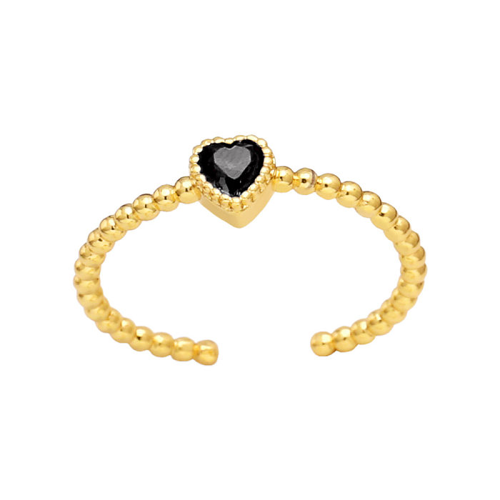 Fashion Heart Shape Copper Inlay Zircon Open Ring 1 Piece