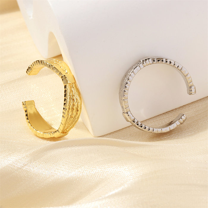 Simple Style Geometric Copper Plating 18K Gold Plated Open Ring