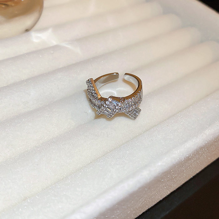 Moderner Stil, einfacher Stil, geometrische Blume, Kupfer, künstliche Perlen, Zirkon, offener Ring in großen Mengen