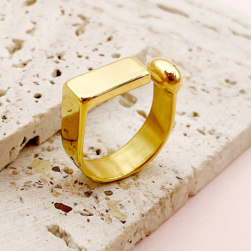 حلقات مستطيلة من الفولاذ المقاوم للصدأ مطلية بالذهب مطلية بالذهب بتصميم بسيط
