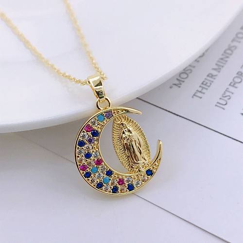 Religious Jewelry Virgin Mary Copper Micro-inlaid Zircon Pendant Clavicle Chain