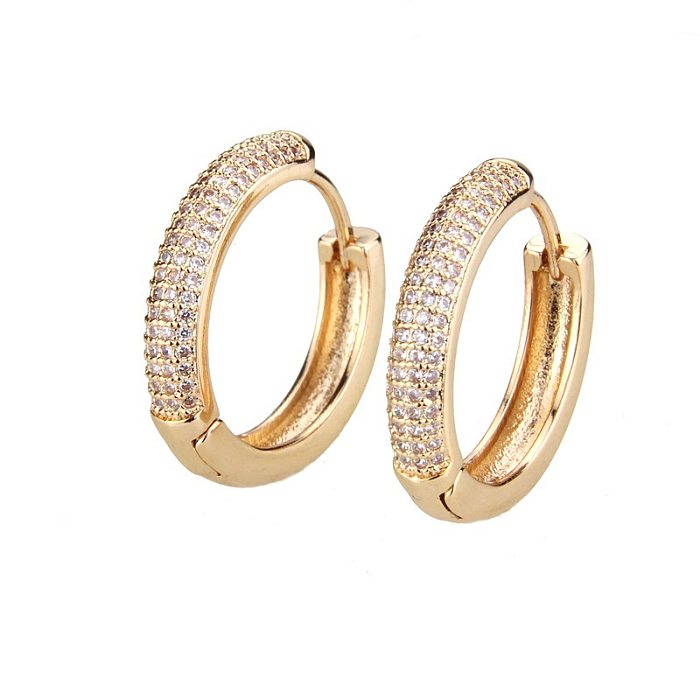 Boucles d'oreilles créoles en Zircon pour femmes, boucles d'oreilles simples en cuivre, rondes en Zirconium incrusté, bijoux à la mode