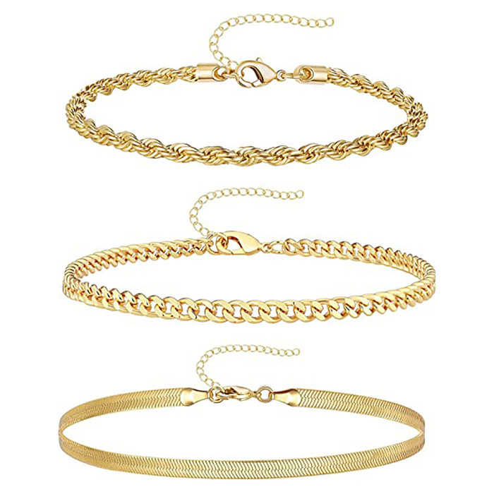 Simple Style Solid Color Copper Plating Gold Plated Bracelets