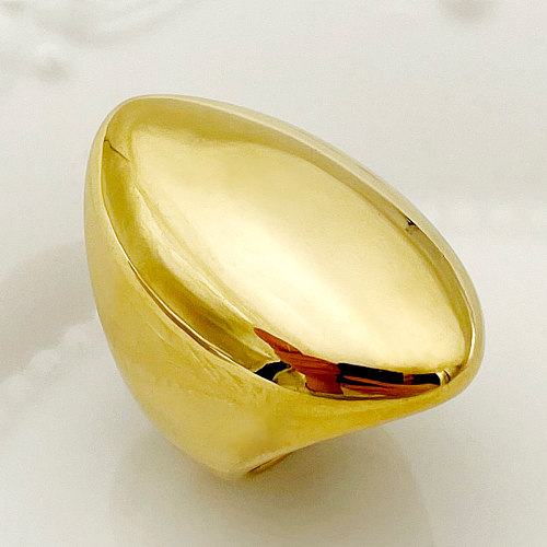 Estilo vintage estilo simples cor sólida chapeamento de aço inoxidável anéis banhados a ouro