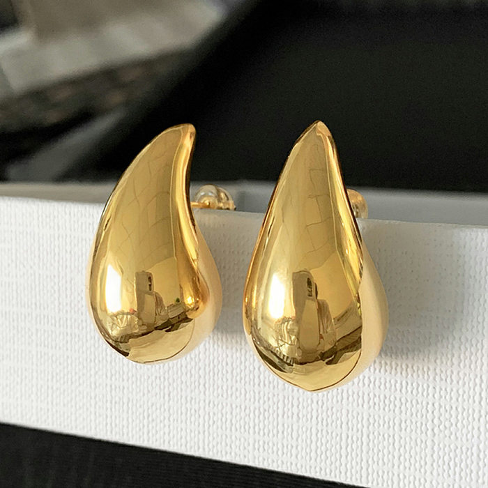 1 paire de clous d'oreilles rétro géométriques en cuivre plaqué or 24 carats