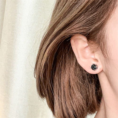 1 Pair Casual Simple Style Round Plating Inlay Copper Zircon White Gold Plated Ear Studs