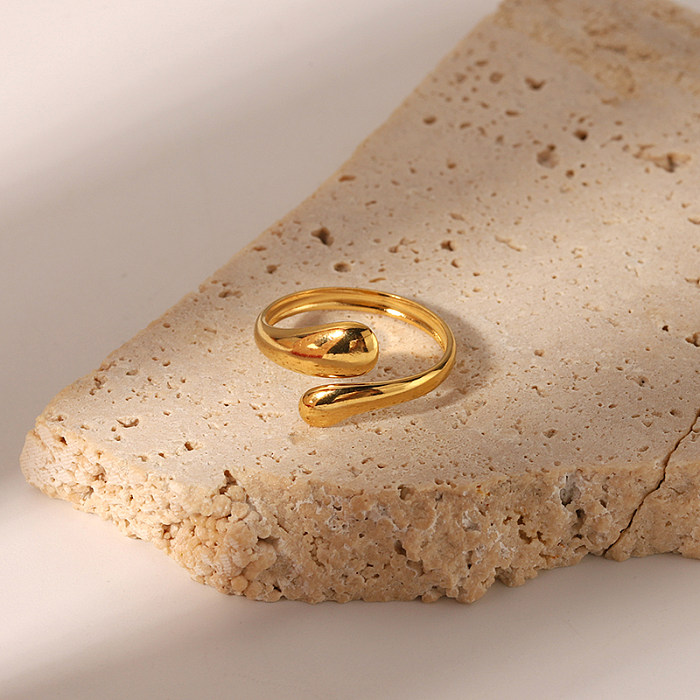 Anéis abertos banhados a ouro 18K de aço inoxidável de cobra estilo simples retrô