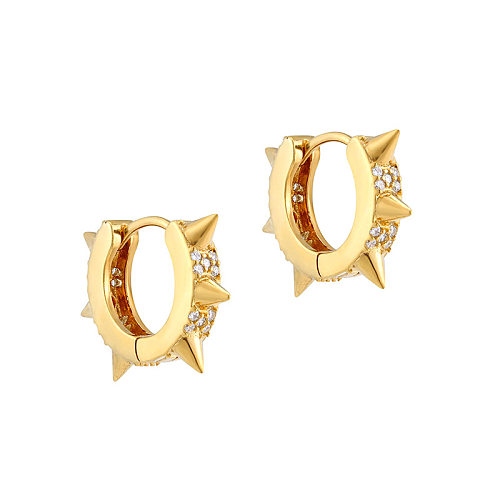 1 Paar moderne geometrische Kupfer-Inlay-Ohrringe mit künstlichen Edelsteinen
