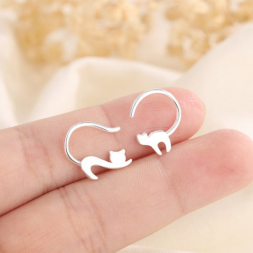 Simple Style Cat Copper Plating Ear Studs 1 Pair