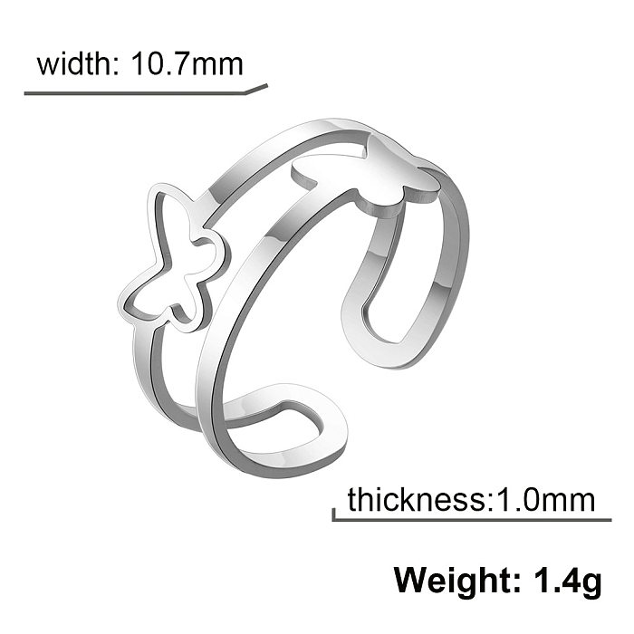 IG Style Casual Butterfly Stainless Steel Open Ring In Bulk