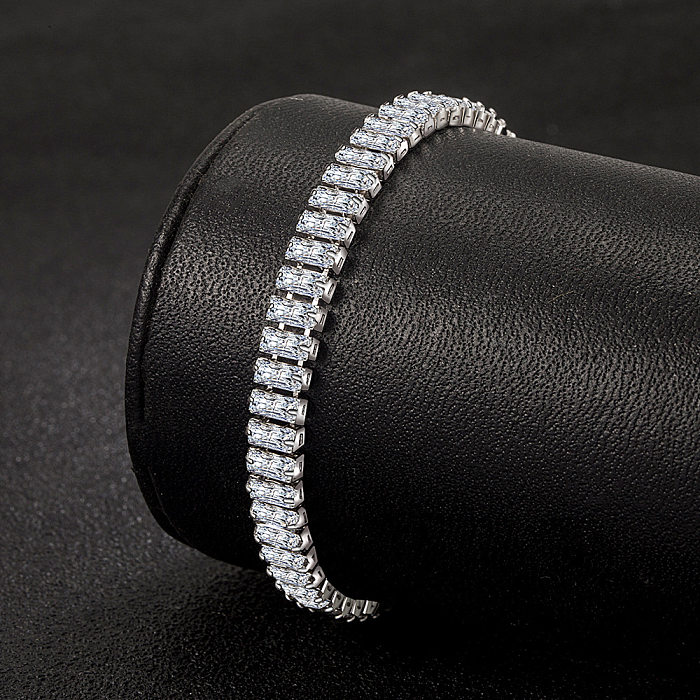 Einfache Hand Schmuck weibliche Mode dicke Kette rechteckige Zirkon Diamant Kupfer Armband