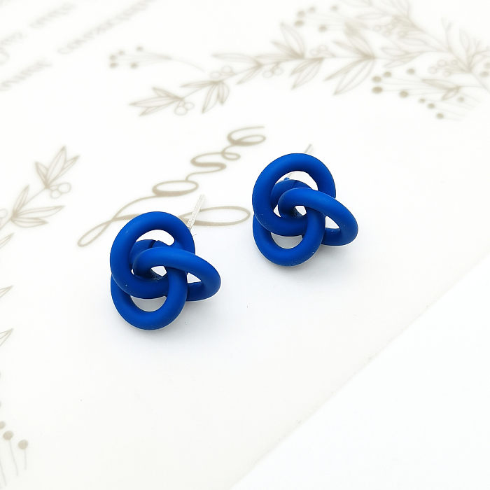 Simple Style Solid Color Copper Ear Studs Stoving Varnish Copper Earrings