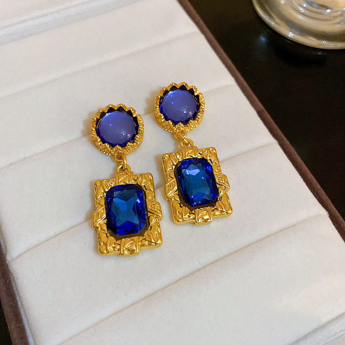 1 Pair Glam Geometric Plating Inlay Copper Artificial Pearls Rhinestones Drop Earrings