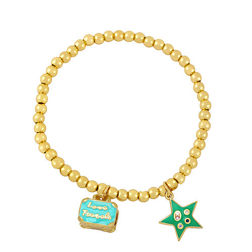 Simple Fashion Hand-beaded Gold Copper Bead Elastic Copper Bracelet Wholesale