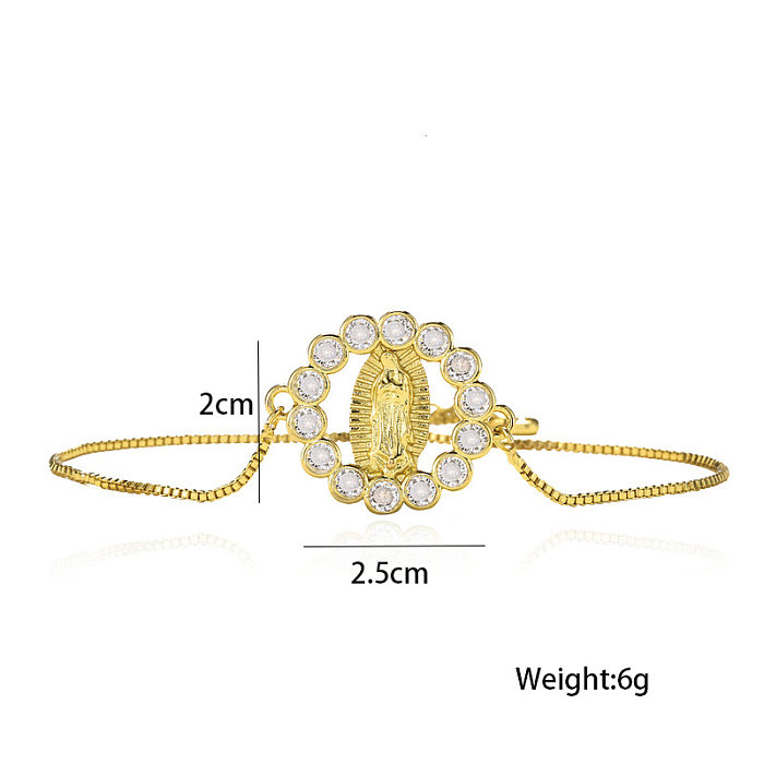European And American Adjustable Virgin Mary Bracelet Copper Micro-inlaid Zircon Jewelry