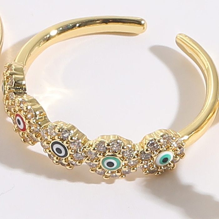 Anéis banhados a ouro 14K com embutimento de cobre do chapeamento de cobre do olho do diabo estilo simples
