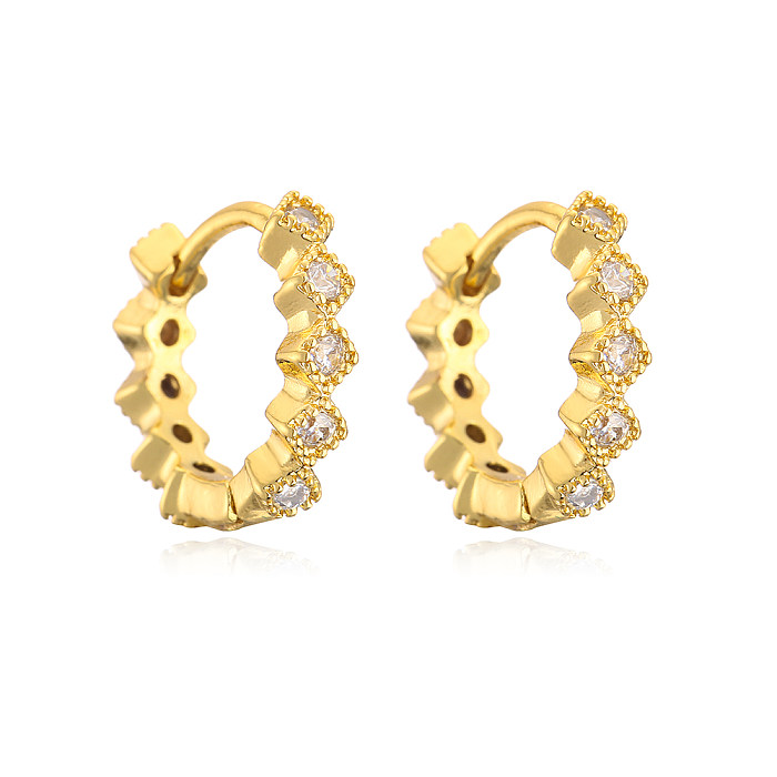 New Fashion Geometric Plating Gold Micro Inlaid Zircon Copper Earrings