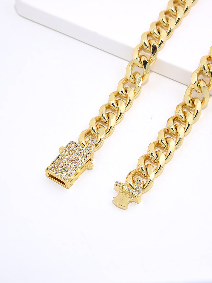 Hip-Hop Geometric Copper Plating Zircon Gold Plated Necklace
