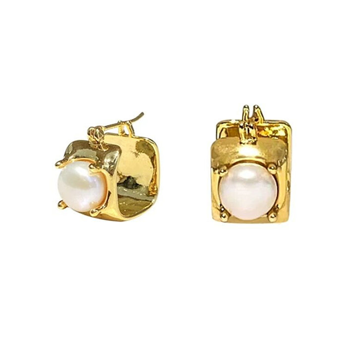 1 Pair Modern Style Square Plating Copper Earrings