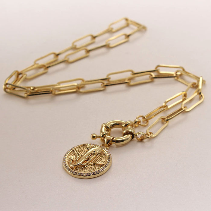 Vintage Style Round Copper Gold Plated Zircon Layered Necklaces In Bulk