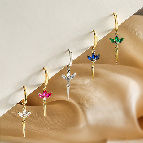 1 Pair IG Style Elegant Lady Geometric Plating Inlay Copper Zircon 18K Gold Plated Drop Earrings