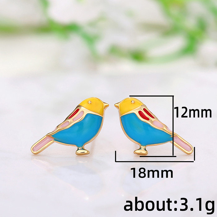1 Pair Lady Bird Enamel Copper Ear Studs