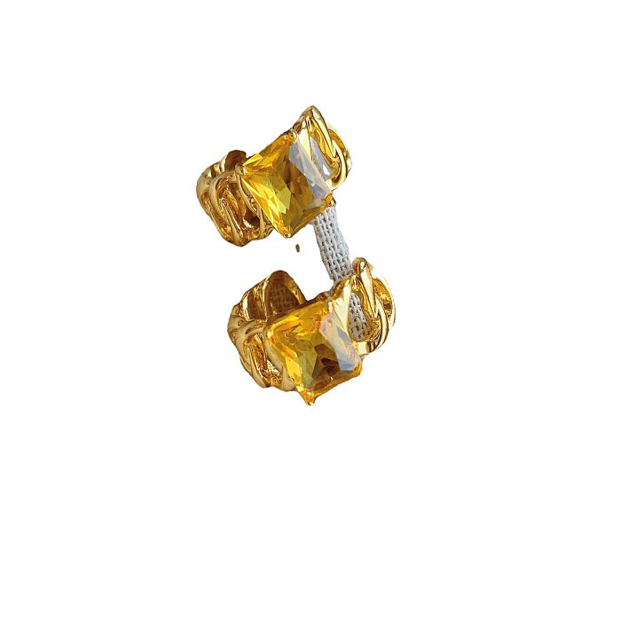 1 Pair Retro Roman Style Geometric Plating Inlay Copper Zircon Earrings