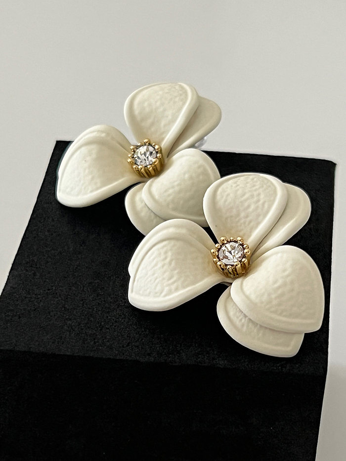 1 Pair IG Style Sweet Flower Inlay Alloy Copper Zircon Ear Studs