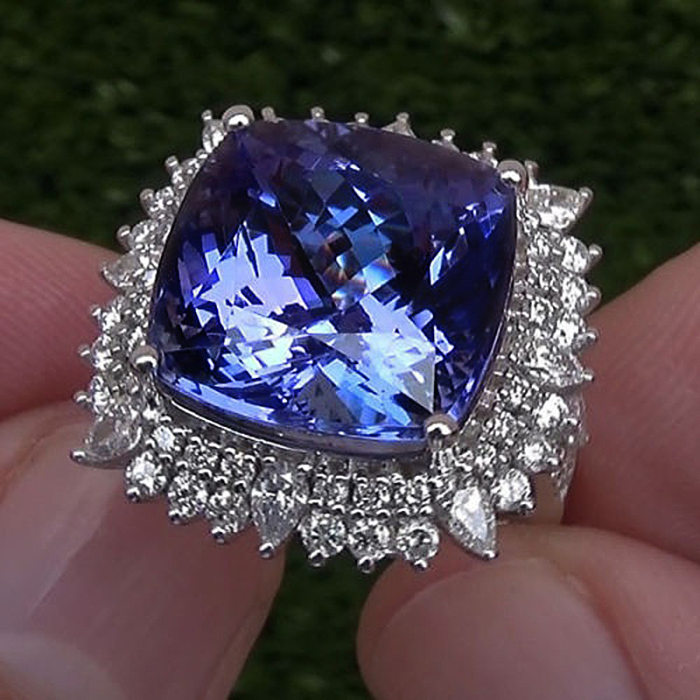 New Sparkling Purple Diamond Color Treasure Series Copper Ring