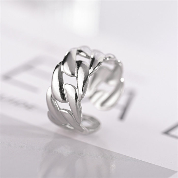 Simple Style Waves Titanium Steel Open Ring