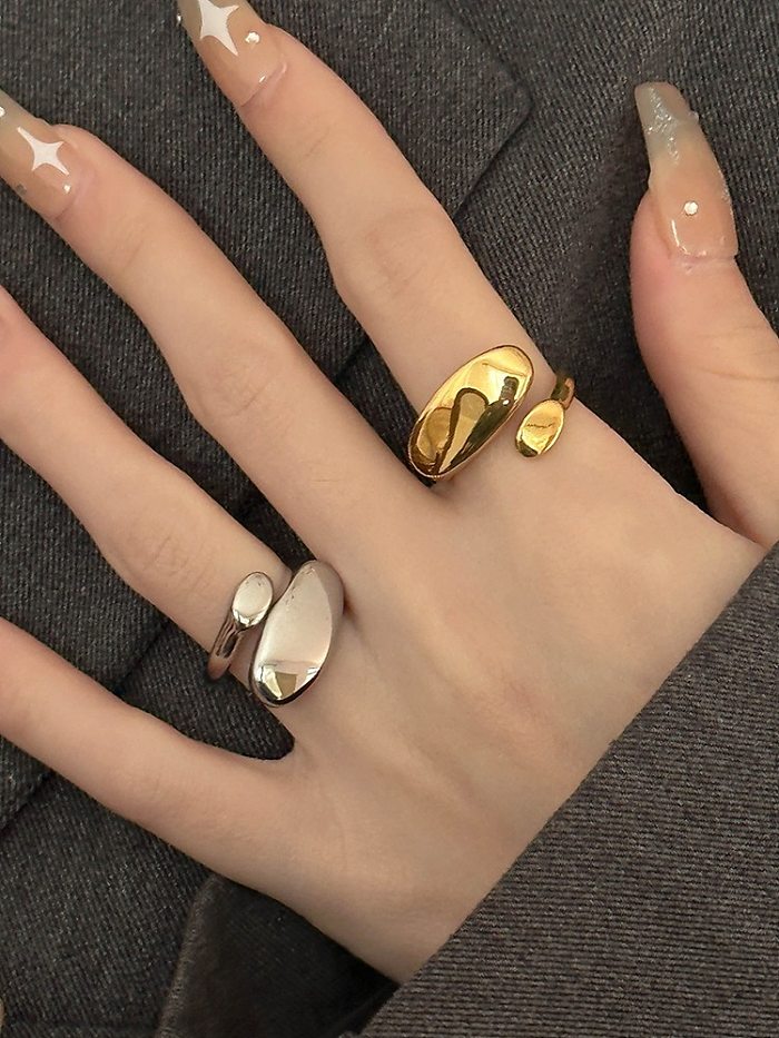 Simple Style Commute Solid Color Titanium Steel Plating Open Ring 1 Piece