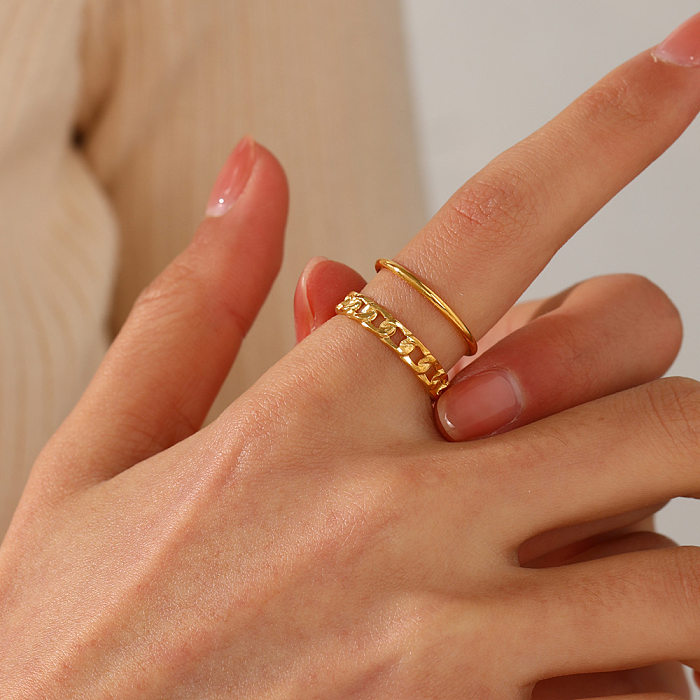 Casual Geometric Stainless Steel 18K Gold Plated Open Ring In Bulk