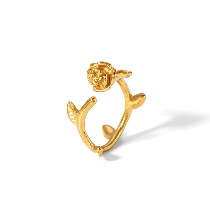Colar de anéis banhado a ouro 18K com polimento de aço inoxidável rosa estilo simples