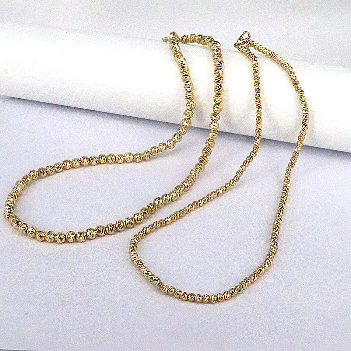 1 Piece Fashion Round Solid Color Copper Beaded Plating Necklace