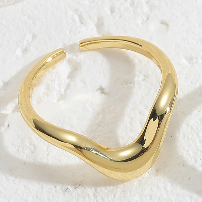 Casual estilo vintage estilo simples cor sólida titânio aço cobre chapeamento incrustação jade 14k banhado a ouro branco banhado a ouro anéis abertos