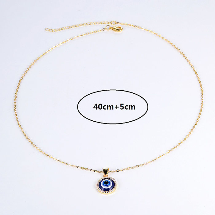 Fashion Devil'S Eye Flower Beaded Copper Plating Zircon Pendant Necklace 1 Piece