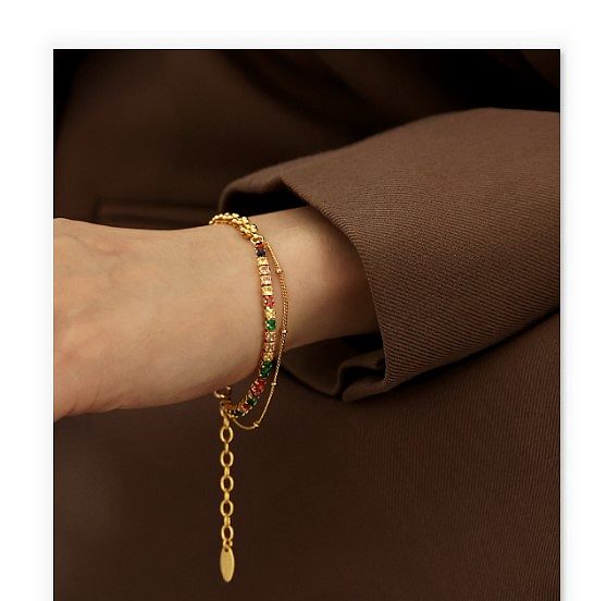 Bracelets en Zircon plaqué cuivre géométrique à la mode