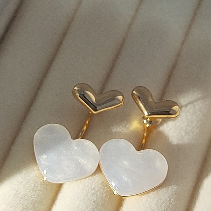 1 Pair Sweet Heart Shape Plating Inlay Copper Artificial Gemstones Drop Earrings